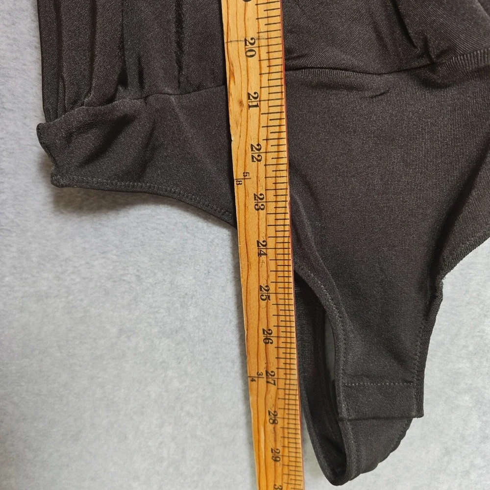 Free People Intimately Size S Chocolate CoquetteDrape Long Sleeve Thong Bodysuit - Picture 7 of 8
